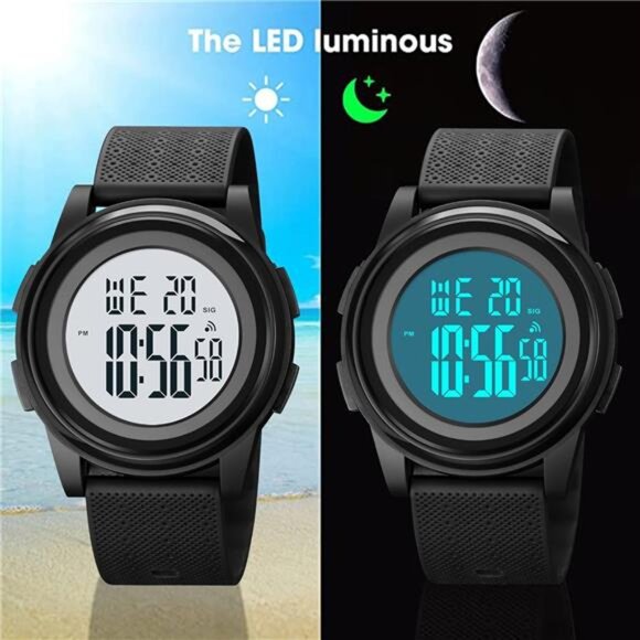 Ultra-Thin Minimalist Sports Waterproof Digital Watches Men with Wide-Angle - Picture 5 of 7
